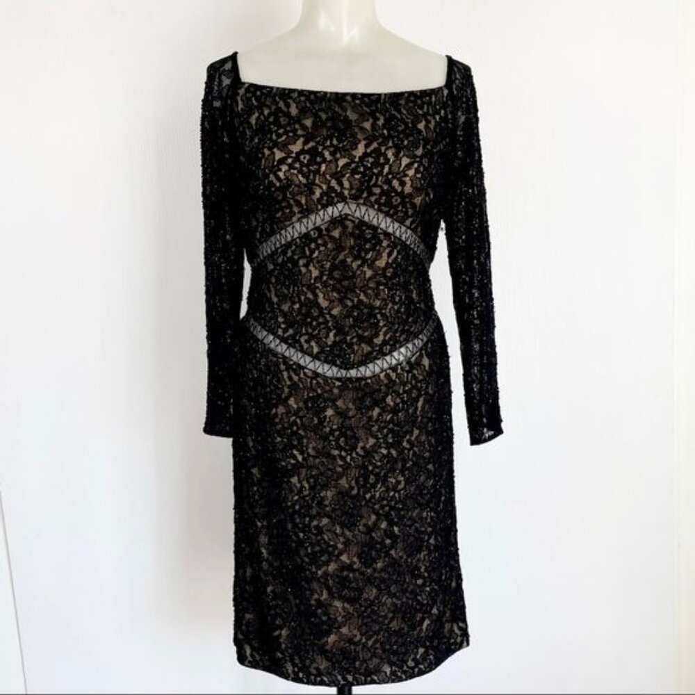 Basix Black Label embellished beaded Lace Dress Size 4